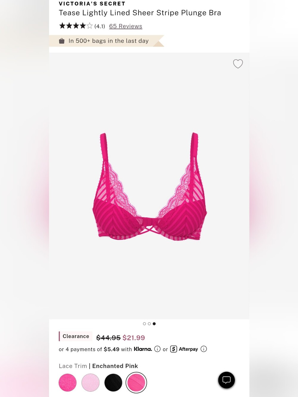 Victoria's Secret Enchanted Pink Sheer Stripe Lace Plunge Bra